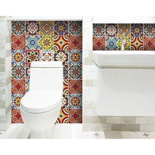 Homeroots 6 x 6 in. Mediterra Yellow Mosaic Peel & Stick Tiles - 400052