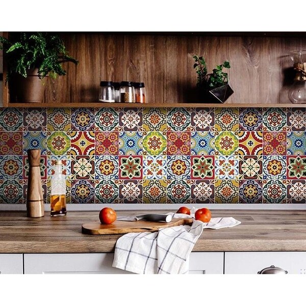 Homeroots 6 x 6 in. Mediterra Yellow Mosaic Peel & Stick Tiles - 400052