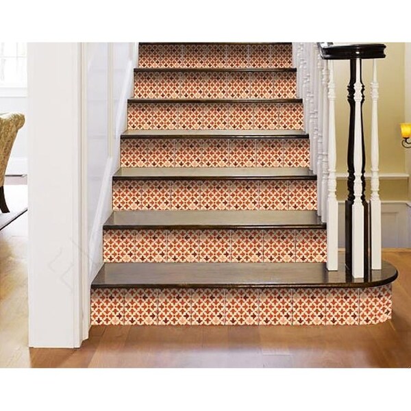 Homeroots 6 x 6 in. Terra Cotta Red Tango Peel & Stick Tiles - 399997