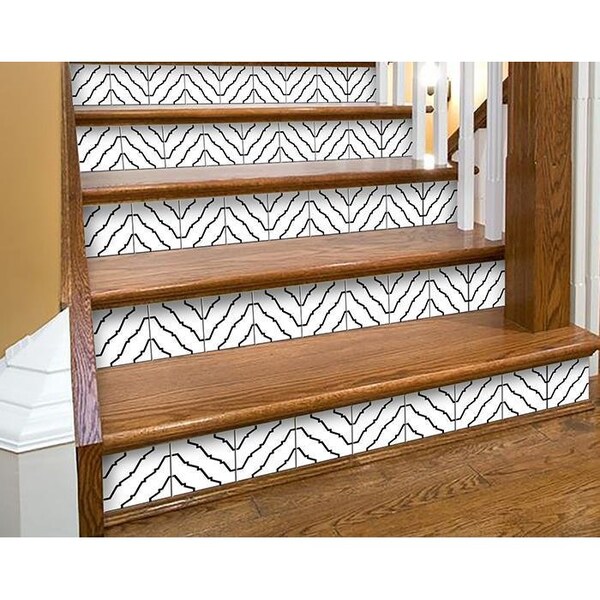 Homeroots 6 x 6 in. Black & White XL Prism Peel & Stick Removable Tiles - 399917