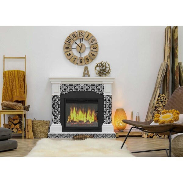 Homeroots 7 x 7 in. Black & White Roka Peel & Stick Removable Tiles - 399938