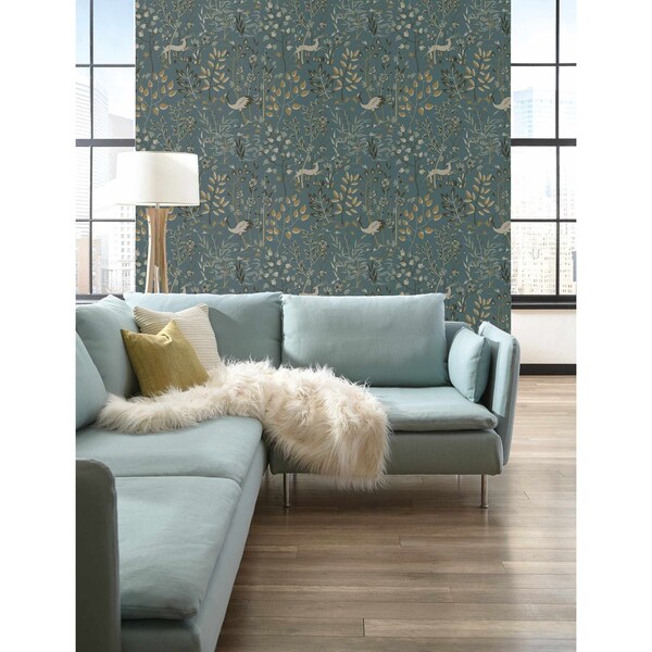 York Wallcoverings Aspen Teal and Brown Wallpaper - LL4786