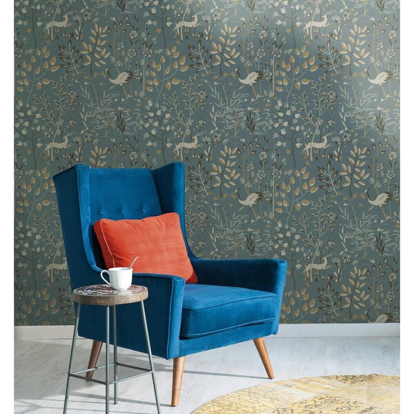 York Wallcoverings Aspen Teal and Brown Wallpaper - LL4786