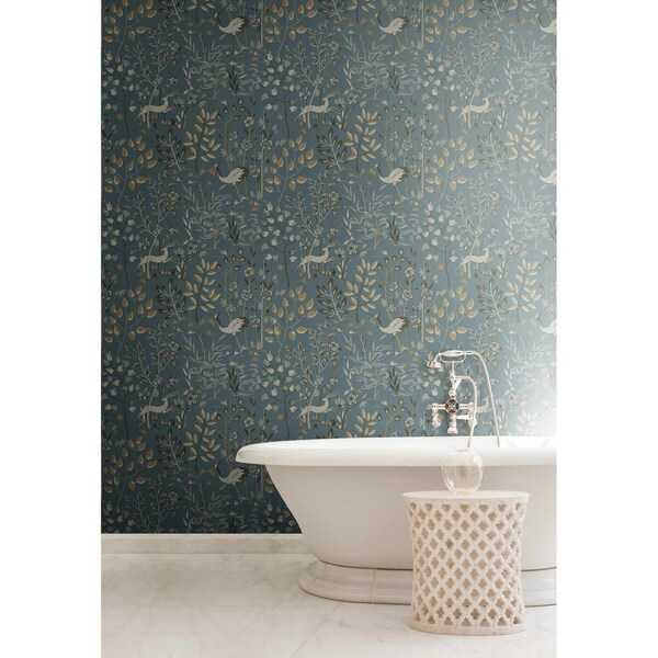 York Wallcoverings Aspen Teal and Brown Wallpaper - LL4786
