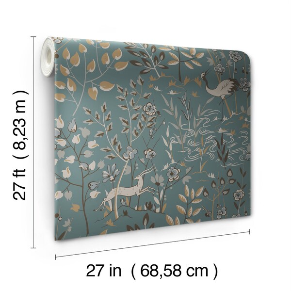 York Wallcoverings Aspen Teal and Brown Wallpaper - LL4786