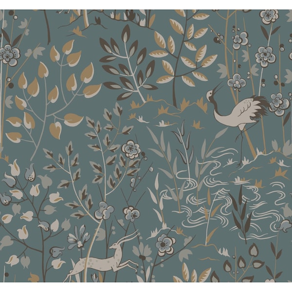 York Wallcoverings Aspen Teal and Brown Wallpaper - LL4786