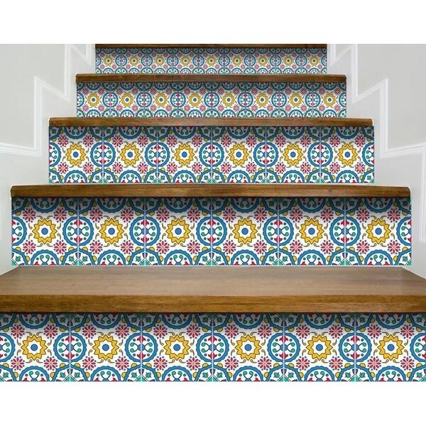 Homeroots 7 x 7 in. Raffia Gia Light Blue Removable Peel & Stick Tiles - 400413