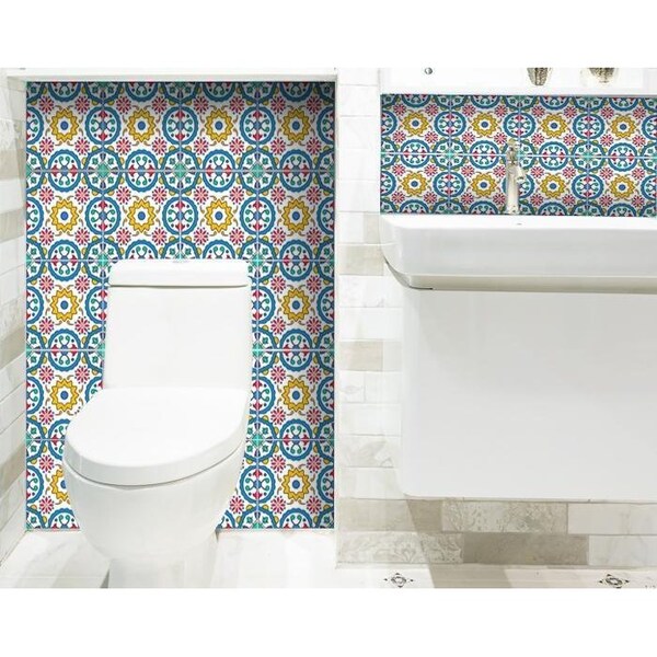 Homeroots 7 x 7 in. Raffia Gia Light Blue Removable Peel & Stick Tiles - 400413