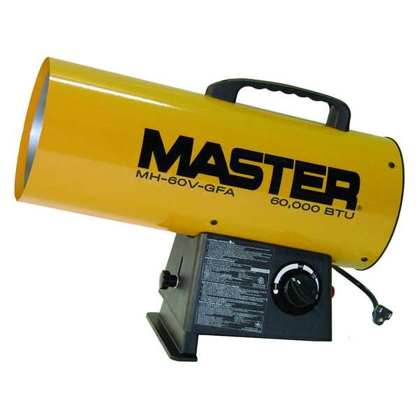 Master Forced Air Heater, Liquid Propane, 60,000 BtuH, 300 cfm, 7 7/64 in Wx - MH-60V-GFA