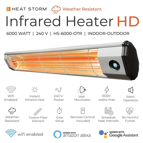 Heat Storm Infrared Heater, Wifi Enabled, 6000-Watt, 240 Volt, Hardwired, Includes Motion Sensor - HS-6000-OTR
