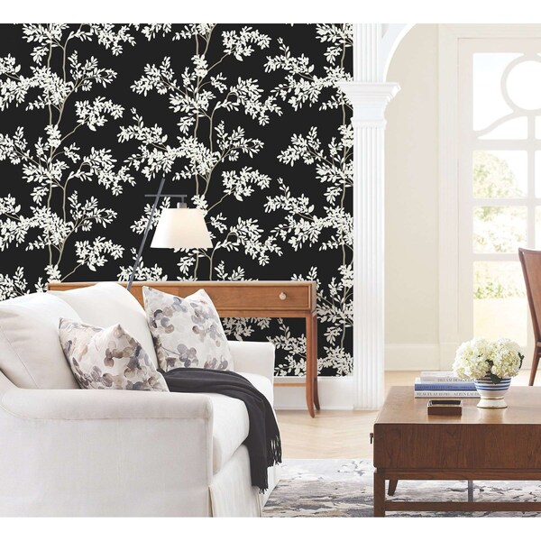 York Wallcoverings Lunaria Silhouette Black and White Wallpaper - BL1804