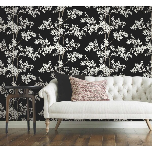York Wallcoverings Lunaria Silhouette Black and White Wallpaper - BL1804
