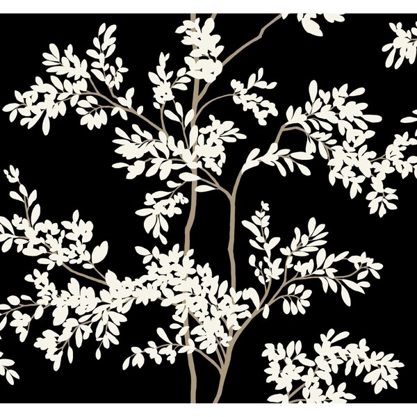 York Wallcoverings Lunaria Silhouette Black and White Wallpaper - BL1804