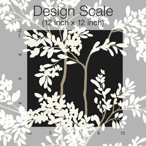 York Wallcoverings Lunaria Silhouette Black and White Wallpaper - BL1804