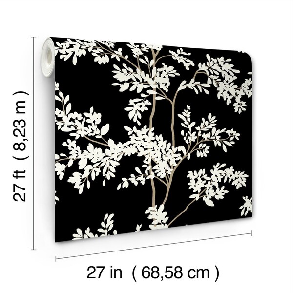 York Wallcoverings Lunaria Silhouette Black and White Wallpaper - BL1804