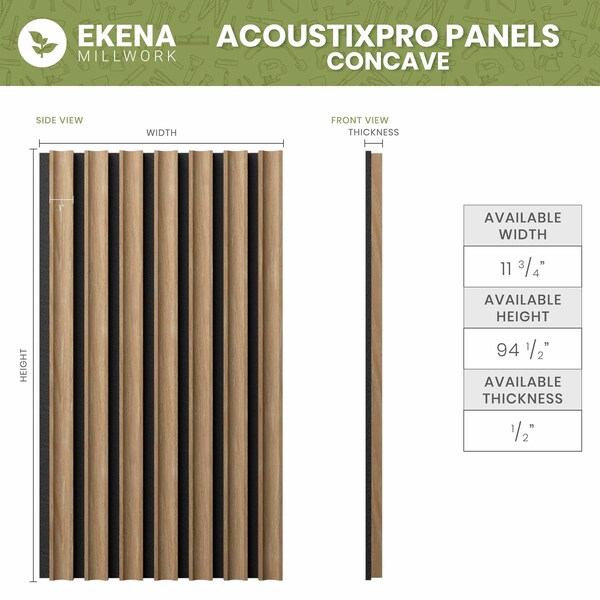 Ekena Millwork AcoustixPro Noise Cancelling Concave Small Slat Wall Panel - SWA0625X0500CVEA
