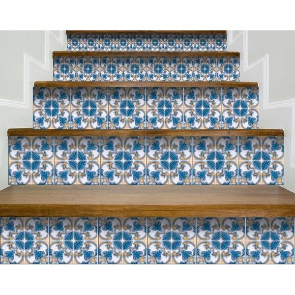 Homeroots 6 x 6 in. Teal Taupe Sia Removable Peel & Stick Tiles - 400227