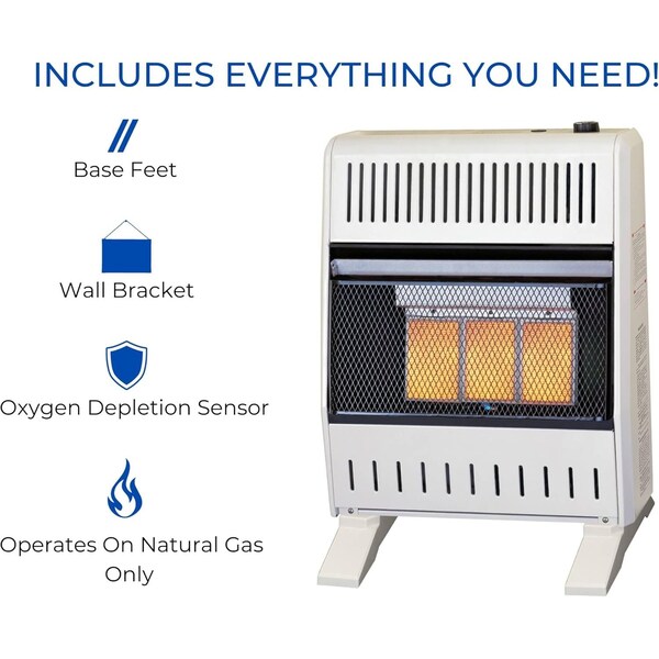 Procom Heating Natural Gas Ventless Infrared Plaque Heater with Base Feet, 18,000 BTU, T-Stat Control - MN180TPA-B
