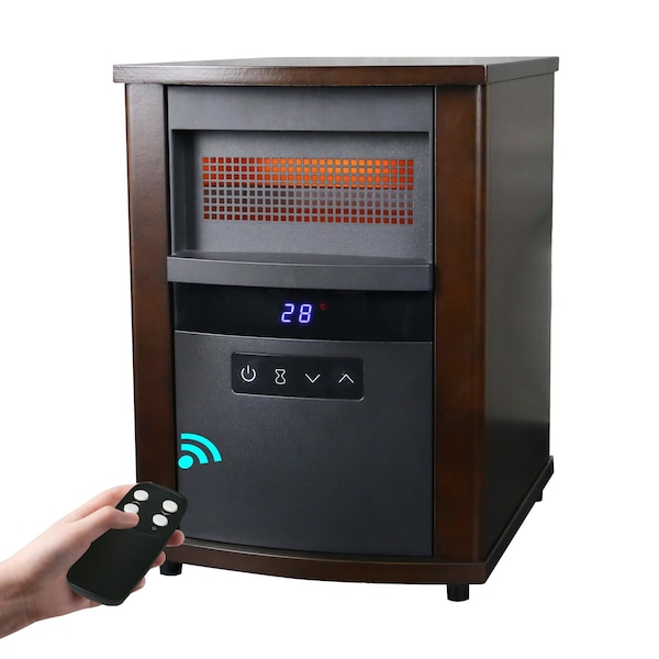 Edendirect 1500W Infrared Quartz Wood Cabinet Heater with Overheat Protection Space Heater for Large Room - IR-HT1159