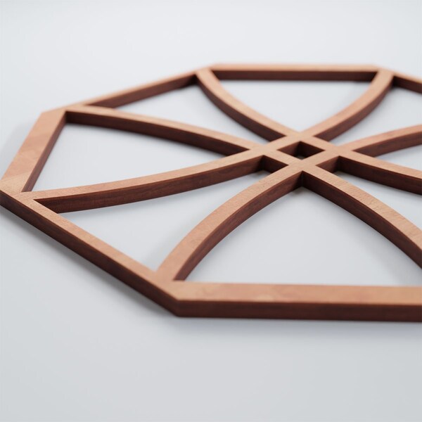 Ekena Millwork Small Haswell Decorative Fretwork Wood Wall Panels, Cherry, 11 3/8"W x 11 3/8"H x 3/8"T - WALW12X12X0375HWLCH