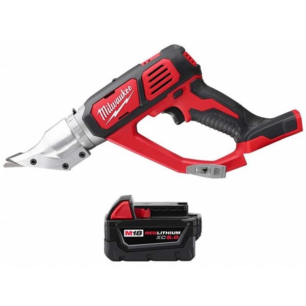 Milwaukee Tool Shear and Battery, 18V DC, Double Cut - 2635-20, 48-11-1850