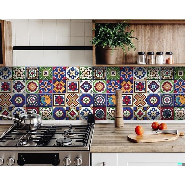 Homeroots 7 x 7 in. Mediterra Blue Celestial Mosaic Peel & Stick Removable Tiles - 400452