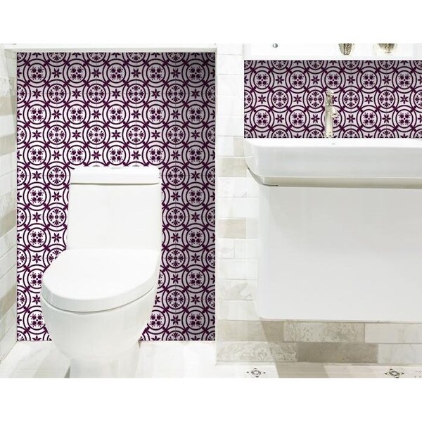 Homeroots 4 x 4 in. Merlot Lisa Violet Removable Peel & Stick Tiles - 400390