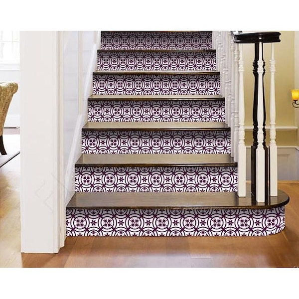 Homeroots 4 x 4 in. Merlot Lisa Violet Removable Peel & Stick Tiles - 400390