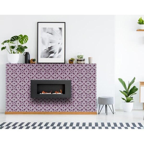 Homeroots 4 x 4 in. Merlot Lisa Violet Removable Peel & Stick Tiles - 400390