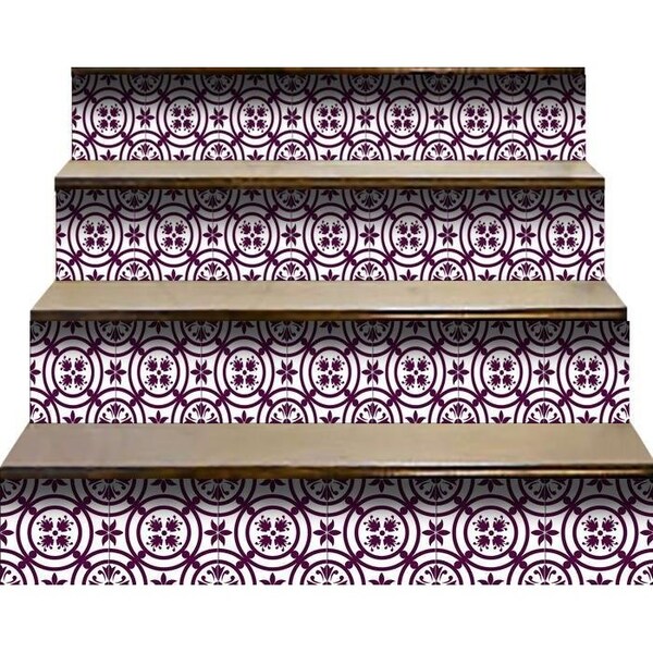 Homeroots 4 x 4 in. Merlot Lisa Violet Removable Peel & Stick Tiles - 400390
