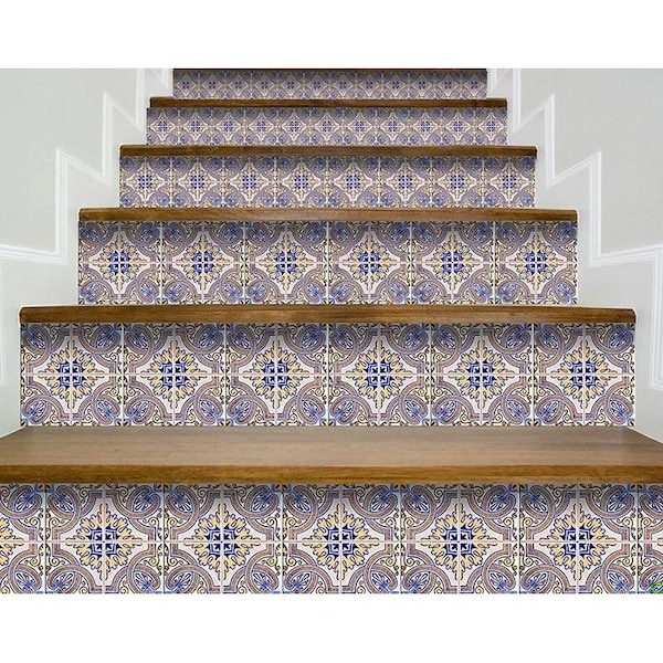 Homeroots 4 x 4 in. Blue Taupe Nova Removable Peel & Stick Tiles - 400220