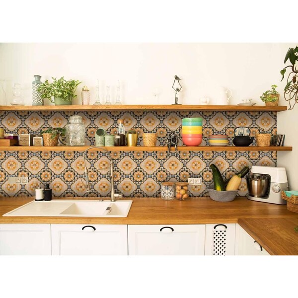 Homeroots 7 x 7 in. Golden Yellow Deco Peel & Stick Removable Tiles - 400083
