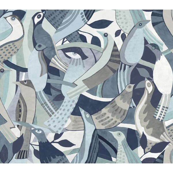 York Wallcoverings Fauvist Flock Blue Wallpaper - AG2015