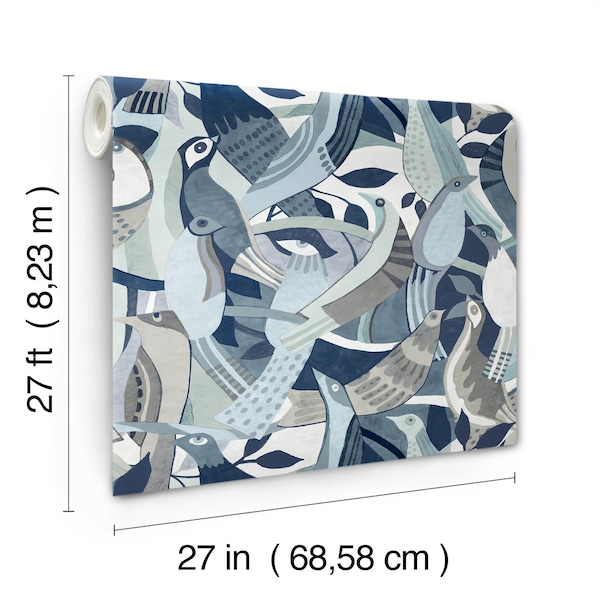 York Wallcoverings Fauvist Flock Blue Wallpaper - AG2015