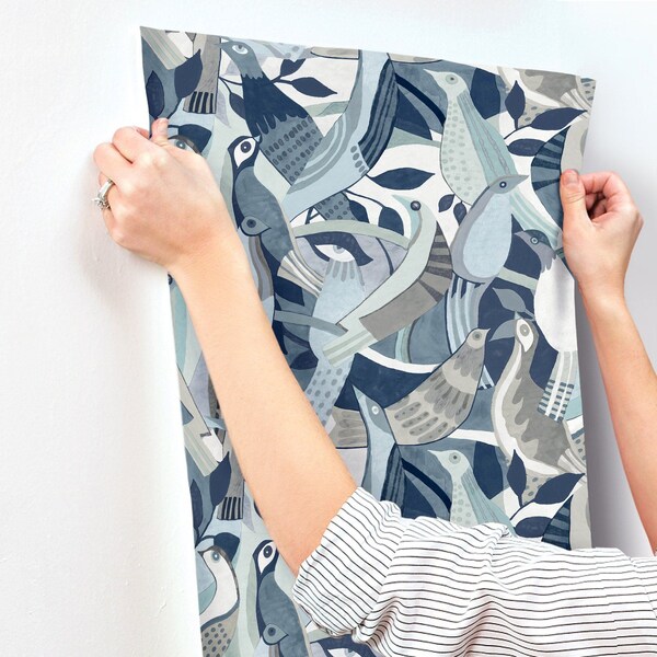 York Wallcoverings Fauvist Flock Blue Wallpaper - AG2015