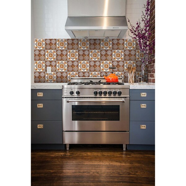 Homeroots 5 x 5 in. Bella Brown Terra Peel & Stick Removable Tiles - 400156