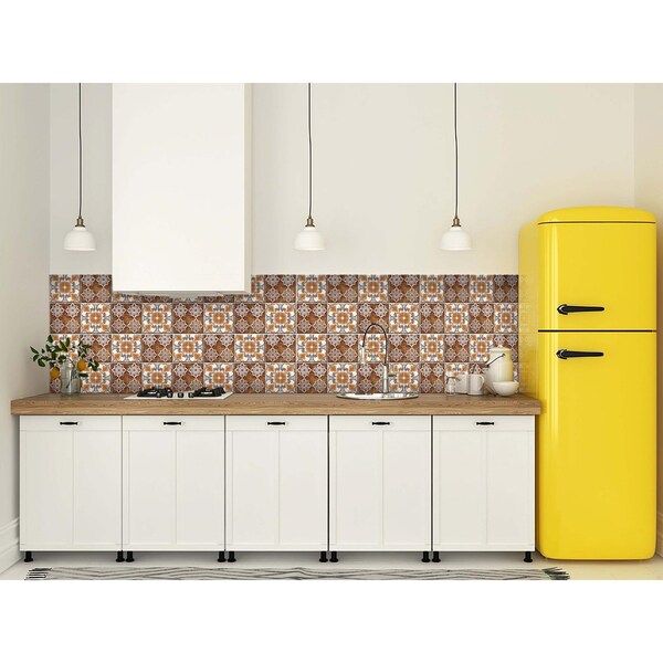 Homeroots 5 x 5 in. Bella Brown Terra Peel & Stick Removable Tiles - 400156