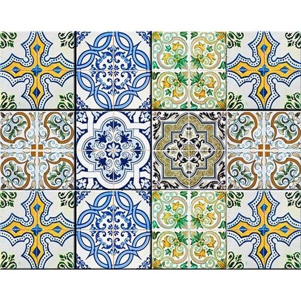 Homeroots 8 x 8 in. Cana Multi Blue Mosaic Peel & Stick Tiles - 400324