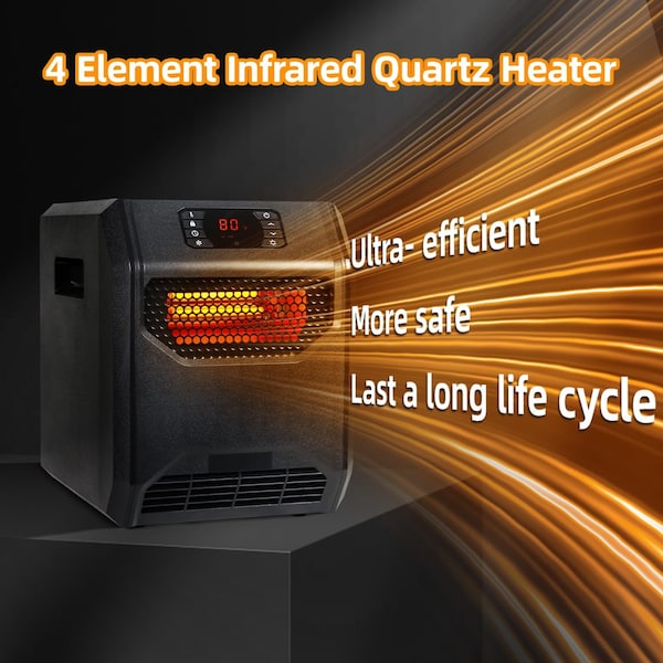 Edendirect 1500W Electric Heaters Infrared Quartz Heaters with Thermostat, LED Display, Portable Space Heater - IR-HT1268NUV