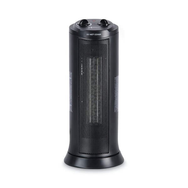 Alera Mini Tower Ceramic Heater, 7 3/8"w x 7 3/8"d x 17 3/8"h, Black - ALEHECT17