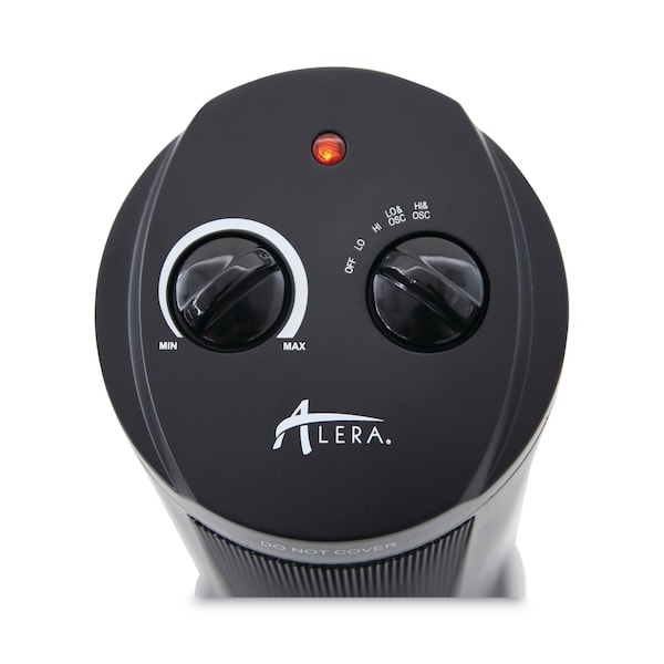Alera Mini Tower Ceramic Heater, 7 3/8"w x 7 3/8"d x 17 3/8"h, Black - ALEHECT17