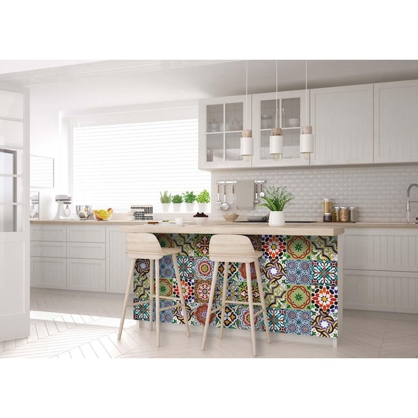Homeroots 5 x 5 in. Mediterranean Mash Red Mosaic Peel & Stick Tiles - 399851