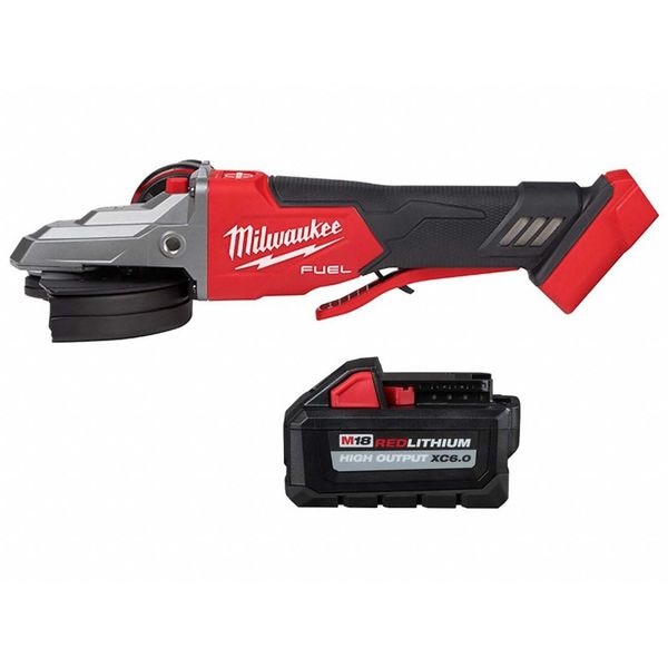 Milwaukee Tool Grinder and Battery, Flathead, 18V DC - 2886-20, 48-11-1865