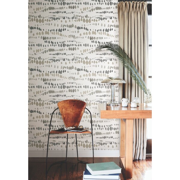 York Wallcoverings Dewdrops Black and Taupe Wallpaper - AG2046