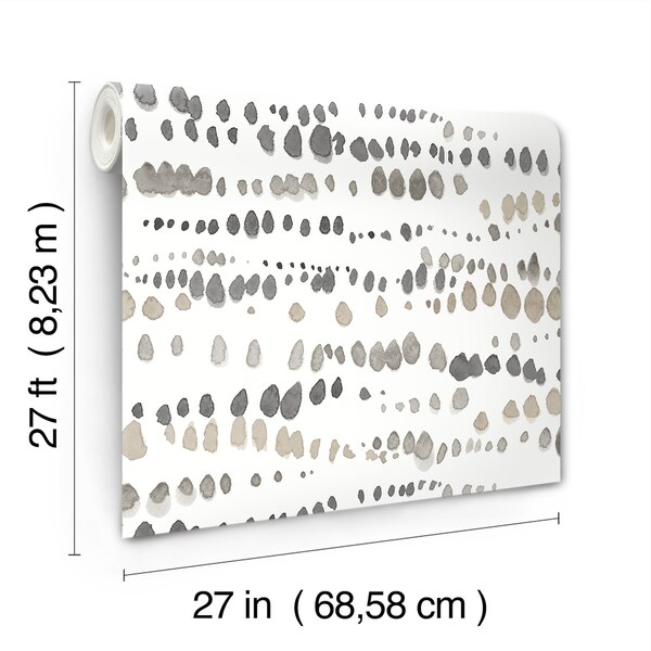 York Wallcoverings Dewdrops Black and Taupe Wallpaper - AG2046