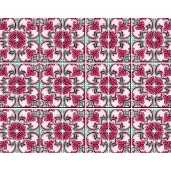 Homeroots 5 x 5 in. Rosa Pink Lea Removable Peel & Stick Tiles - 400231