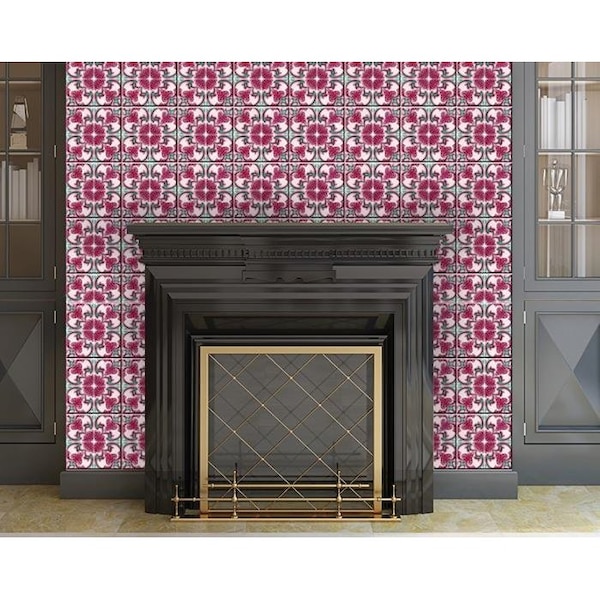Homeroots 5 x 5 in. Rosa Pink Lea Removable Peel & Stick Tiles - 400231