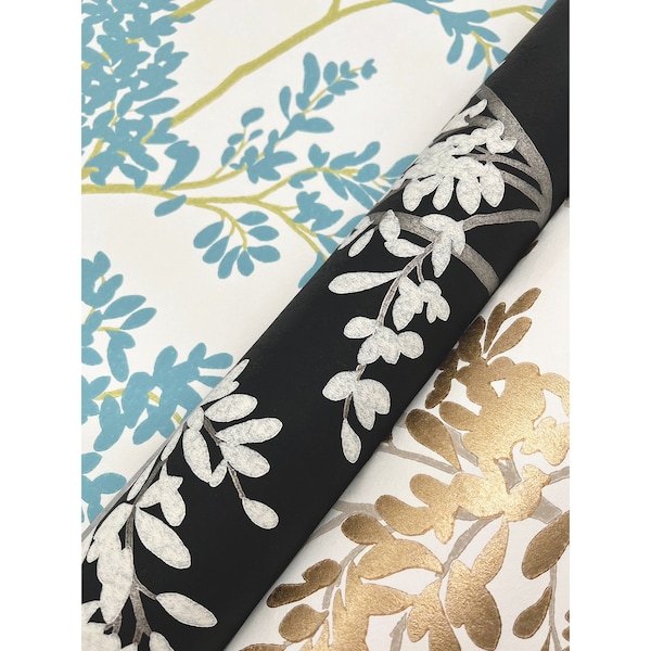 York Wallcoverings Lunaria Silhouette White and Gold Wallpaper - BL1806
