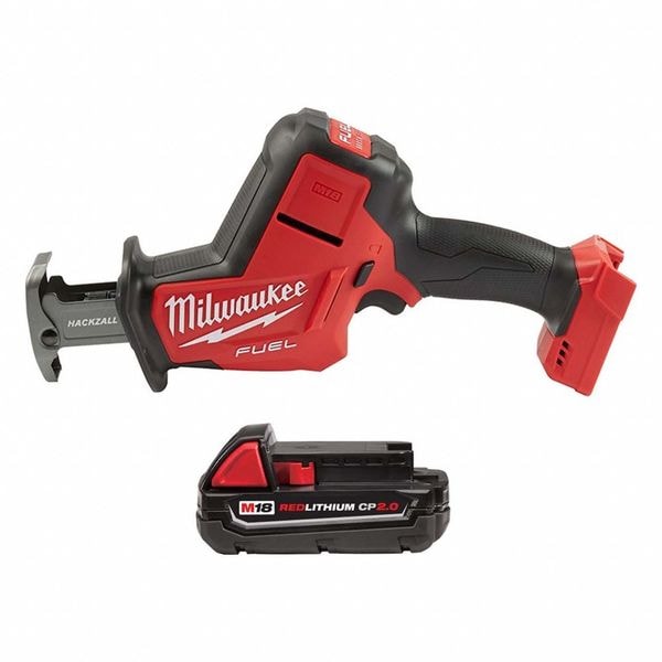 Milwaukee Tool Reciprocating Saw and Battery, 18 V, Stroke Length 7/8 in, Includes 2 Ah Battery - 2719-20, 48-11-1820