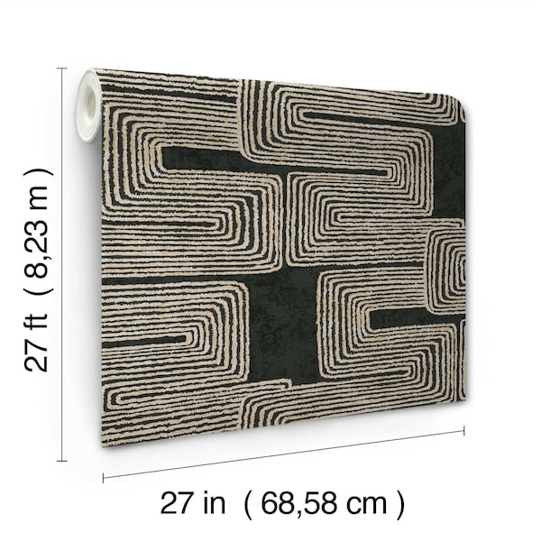 York Wallcoverings Zulu Thread Black and Gold Wallpaper - AG2032